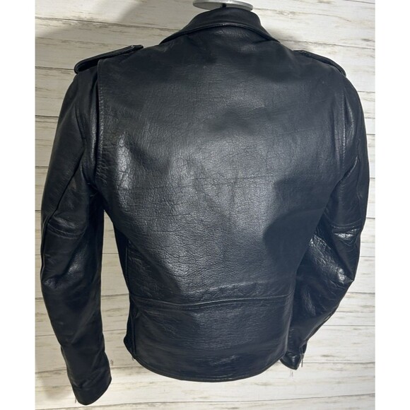Vtg. WILSONS BLACK LEATHER Motorcycle Jacket SMALL MEN Large Women PUNK Rock 80s - Picture 9 of 16